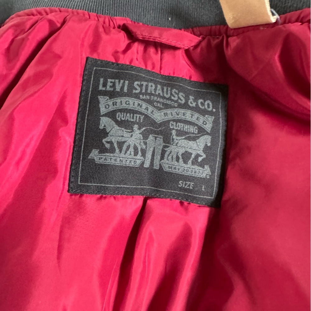 Levis Varsity Bomber Jacket Blue Gray Quilted Lin… - image 3